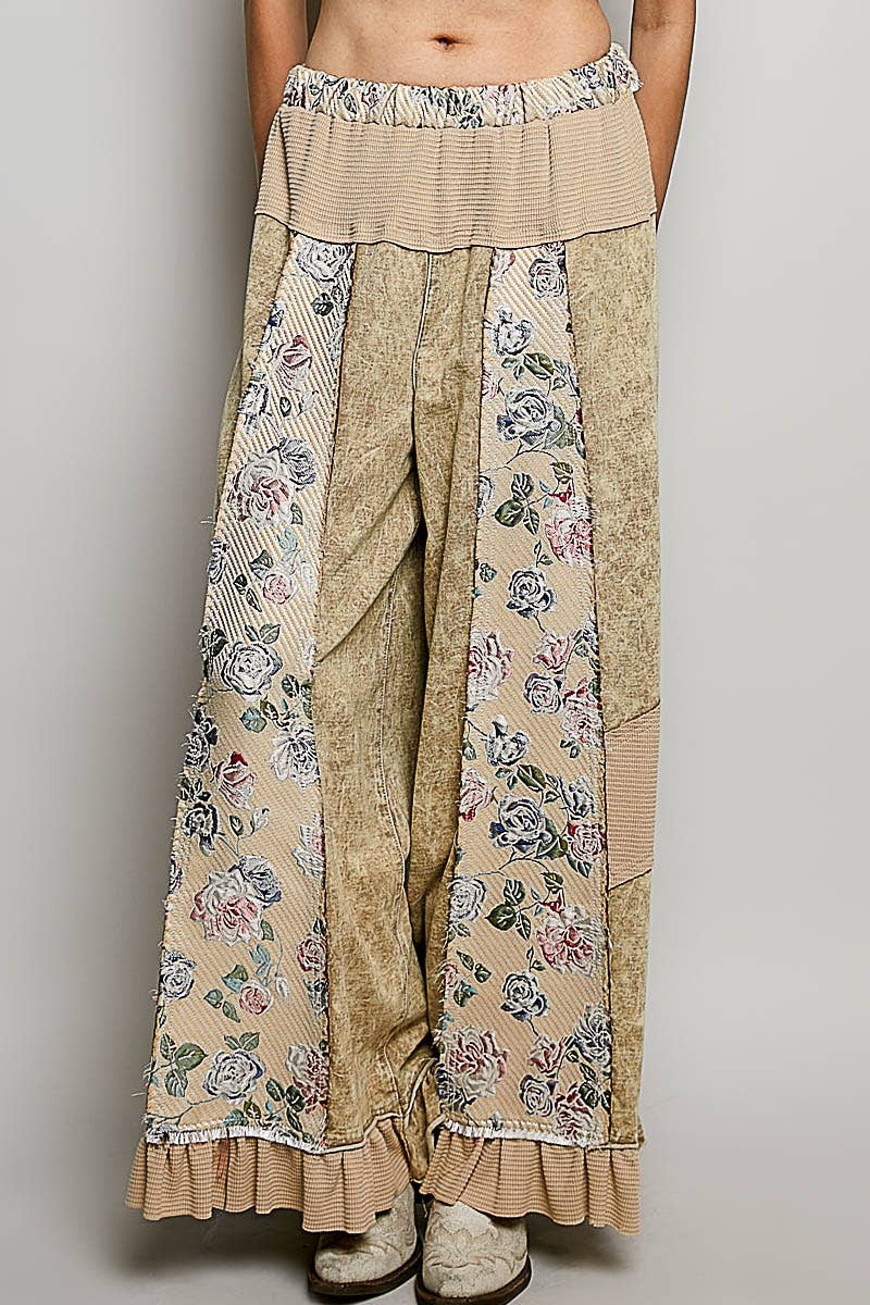 French Terry Ruffle Hem Straight-Leg pants