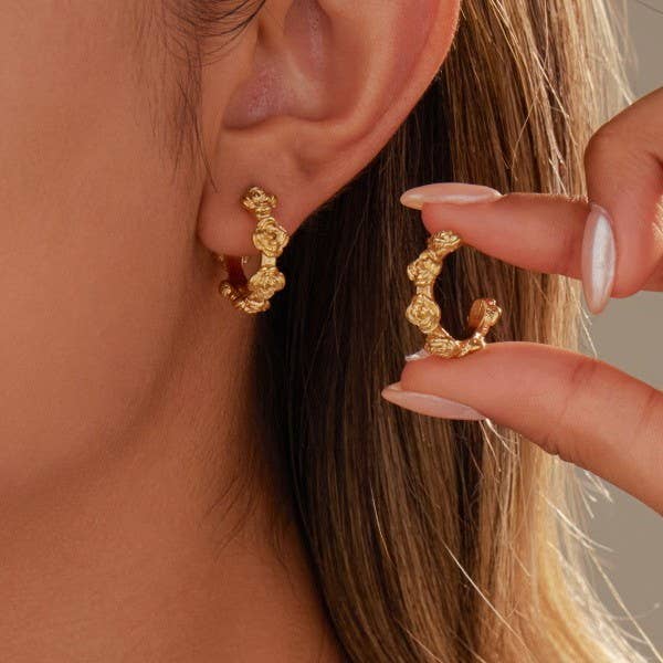 18K STAINLESS STEEL WATERPROOF TARNISH FREE HOOPS