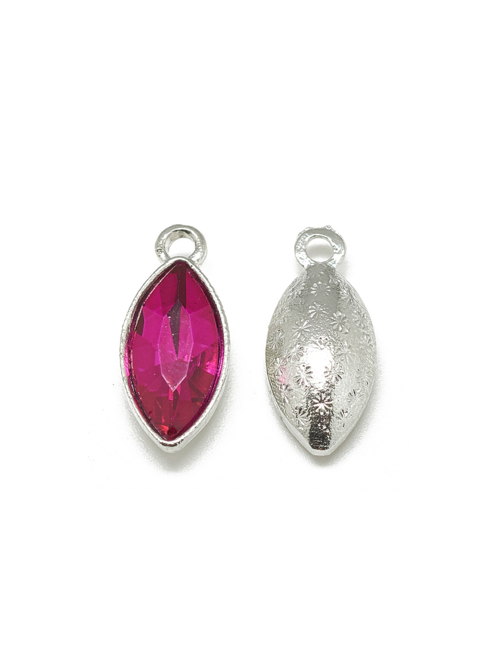 Silver Marquise Colored Glass Charms