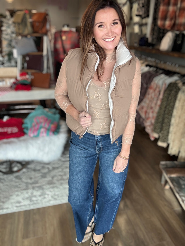 Reversible Cropped Puffer Vest