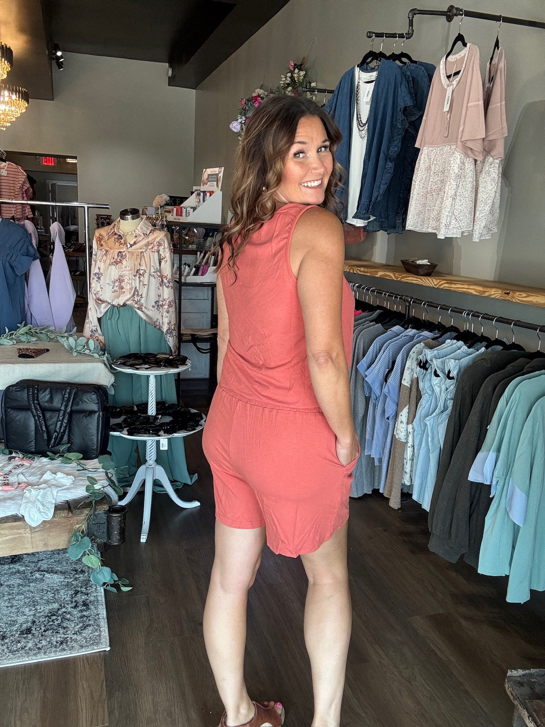 Scoop Neck Rib Knit Romper