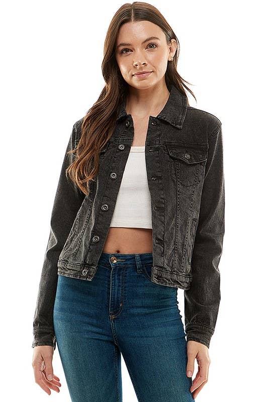Plus Size Spandex  Ladies  Casual Denim Jacket