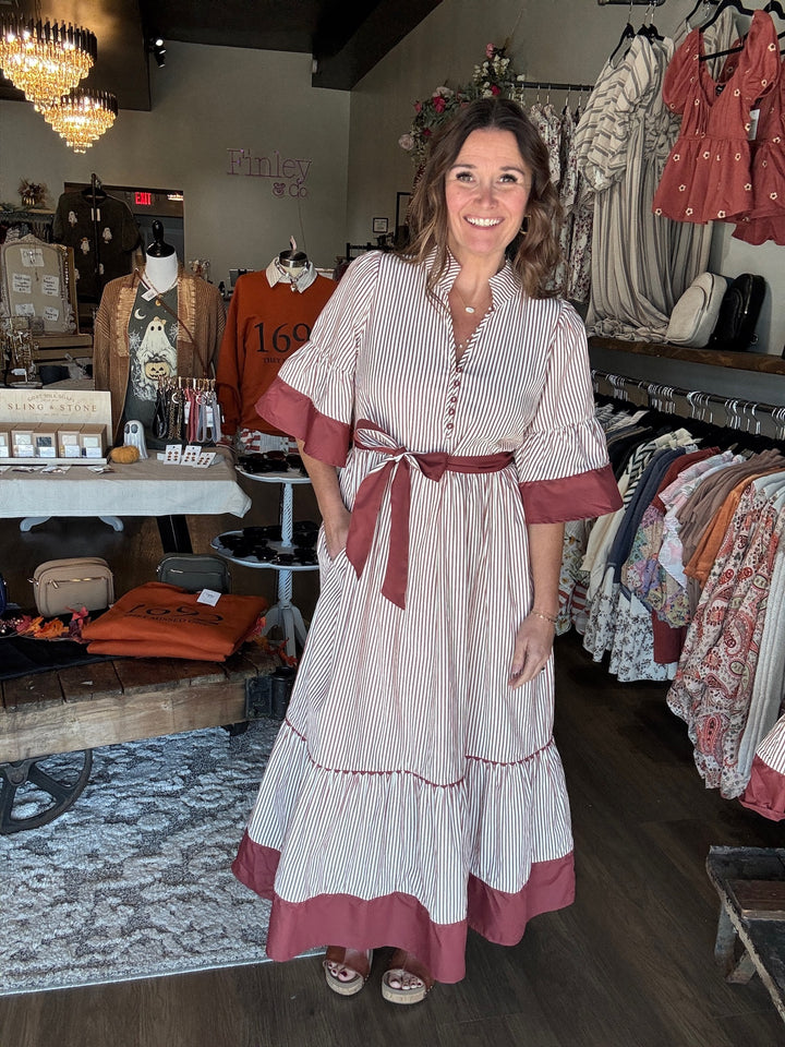 Fall Striped Maxi Dress