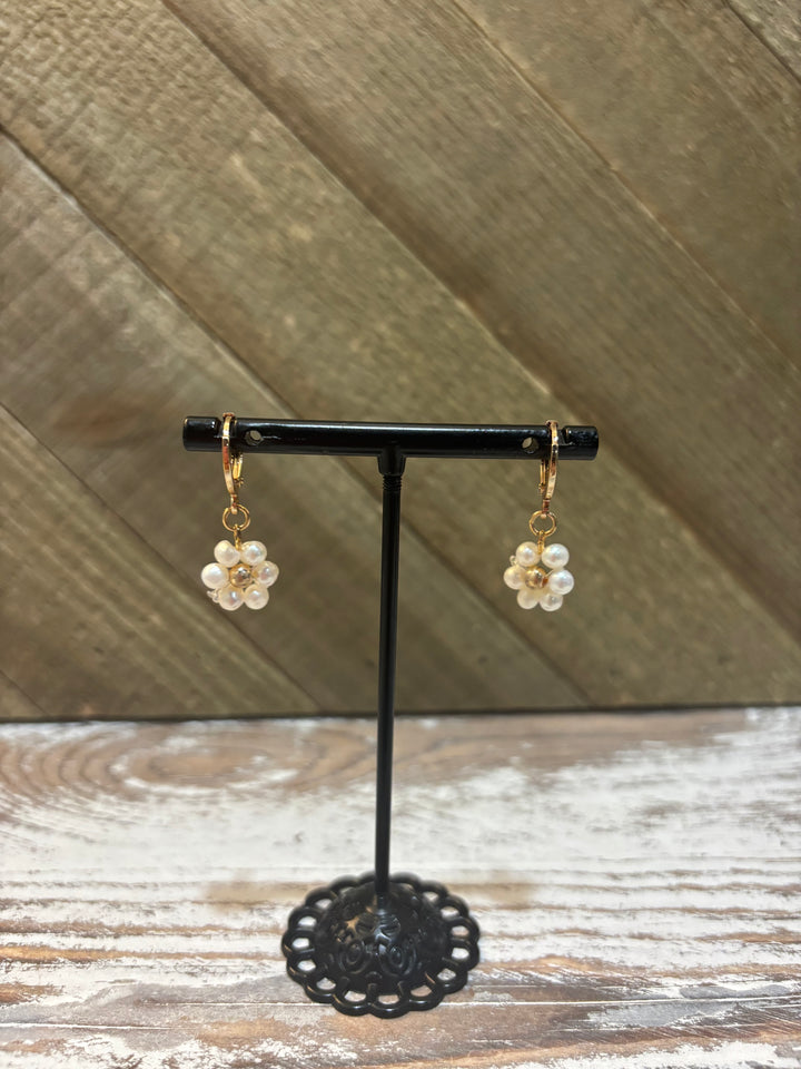 Pearl Flower Hoop Earrings