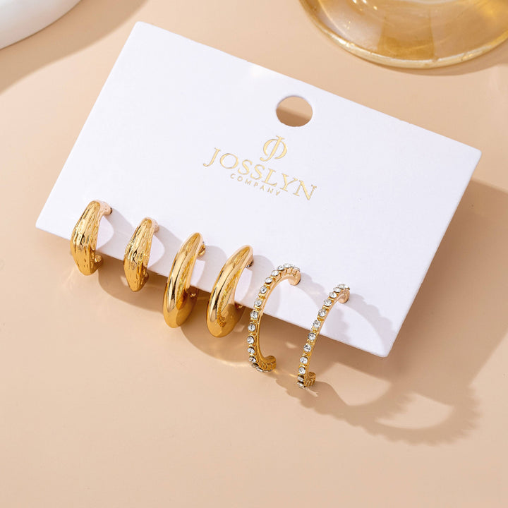 Tapered Rhinestone Huggie Hoop Trio Earring