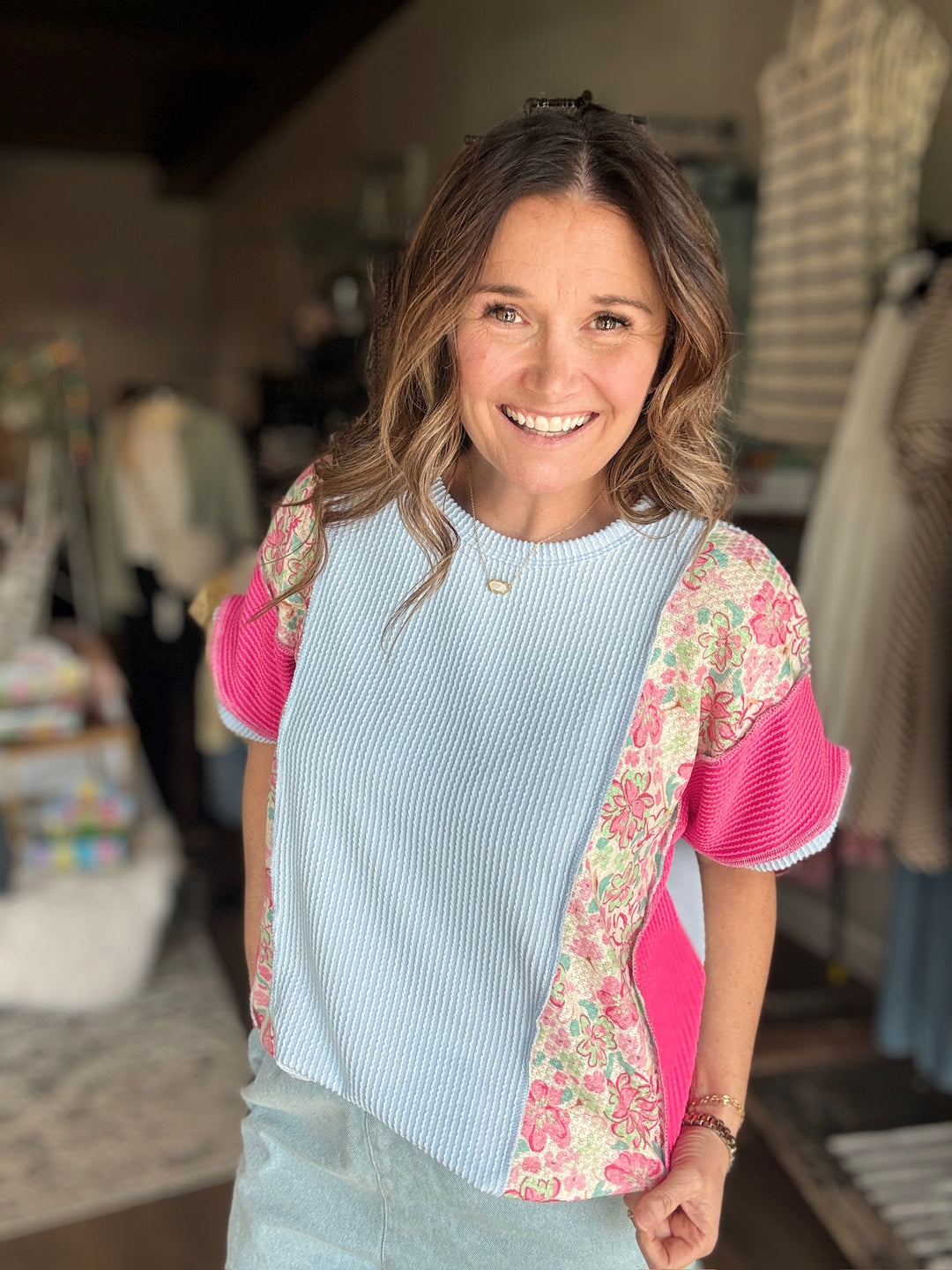 Spring Patchwork Floral Tee
