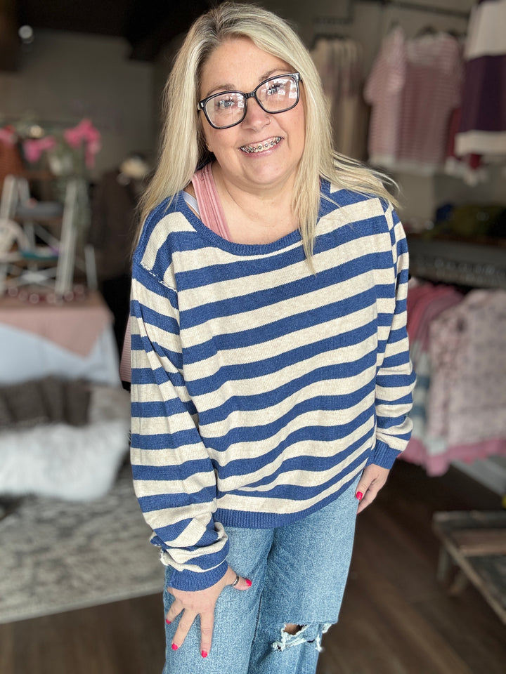 Winter Blue Striped Sweater