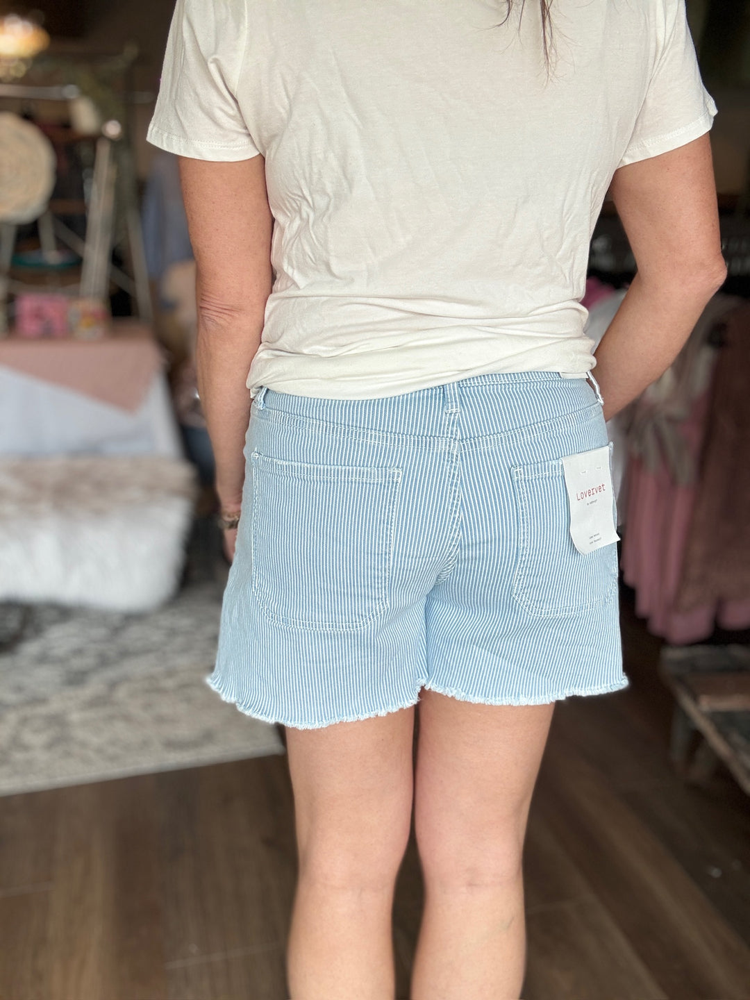 Lovervet Striped Drawstring Shorts