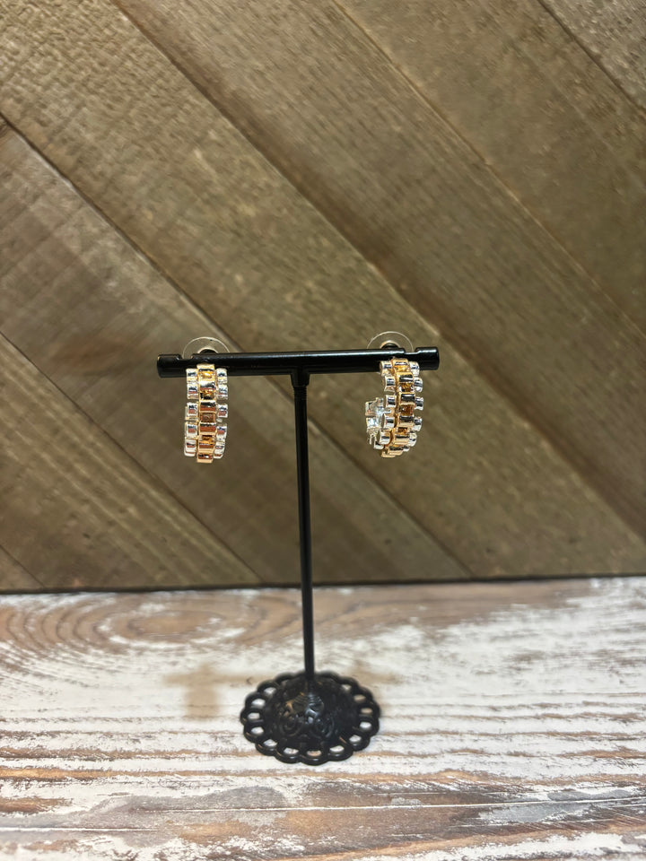 Mix Metal Chain Hoop Earring