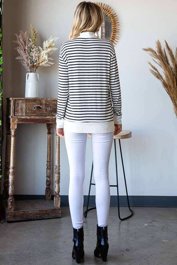 Stripe Top With Collar