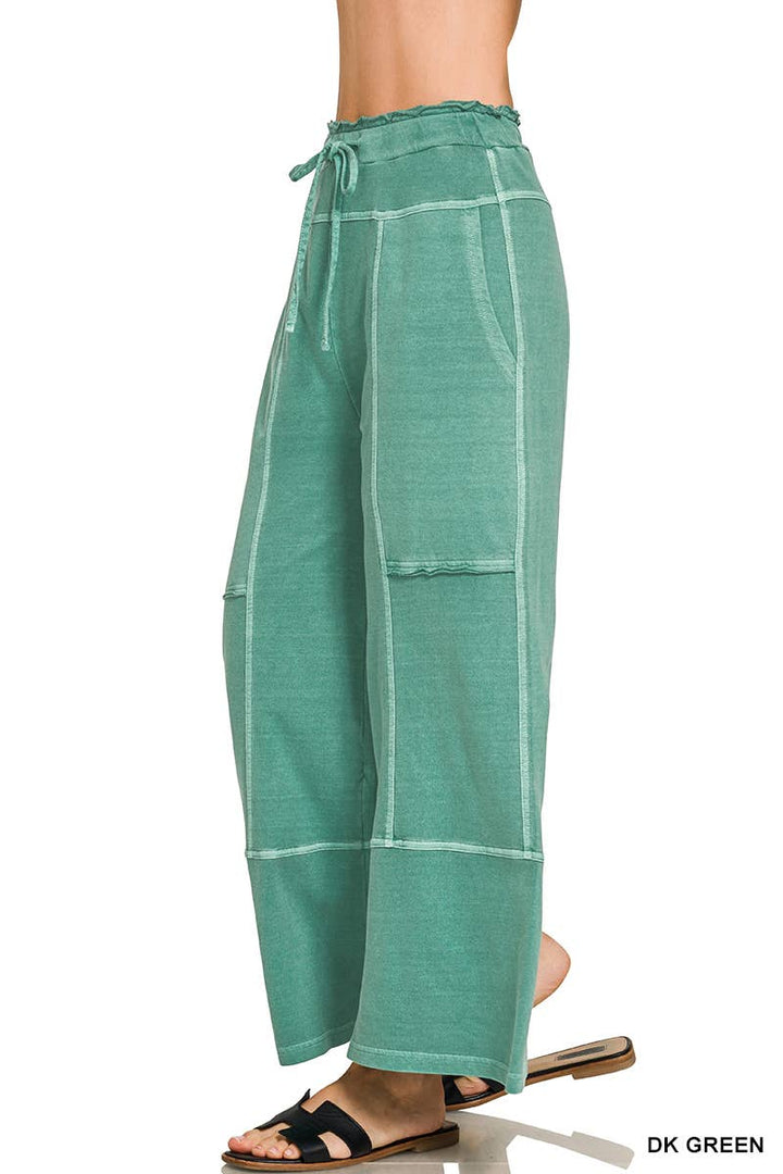 `French Terry Washed Wide Leg Pants w/ Pockets