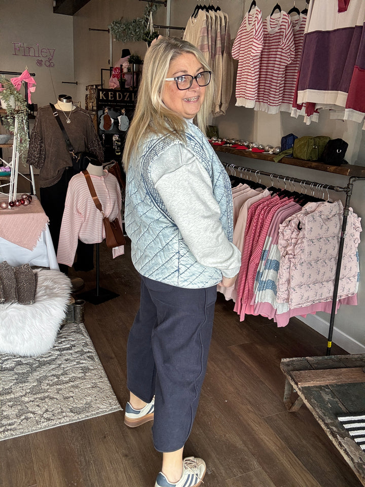 Navy Barrel Fit Sweatpants