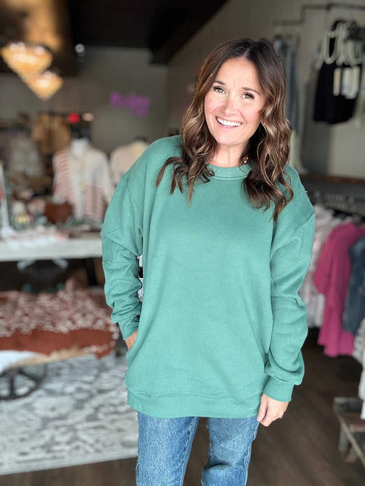 Green Fleece Oversized Sweatshirt