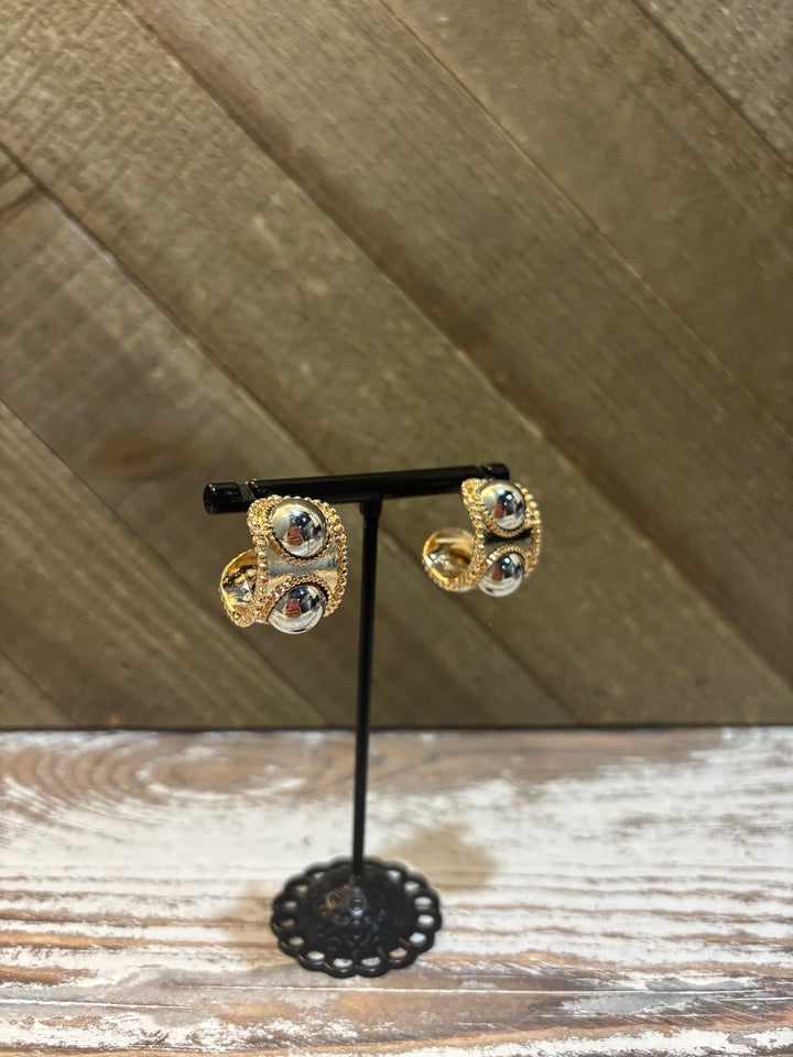 Gold Hoop Silver Stud Earring