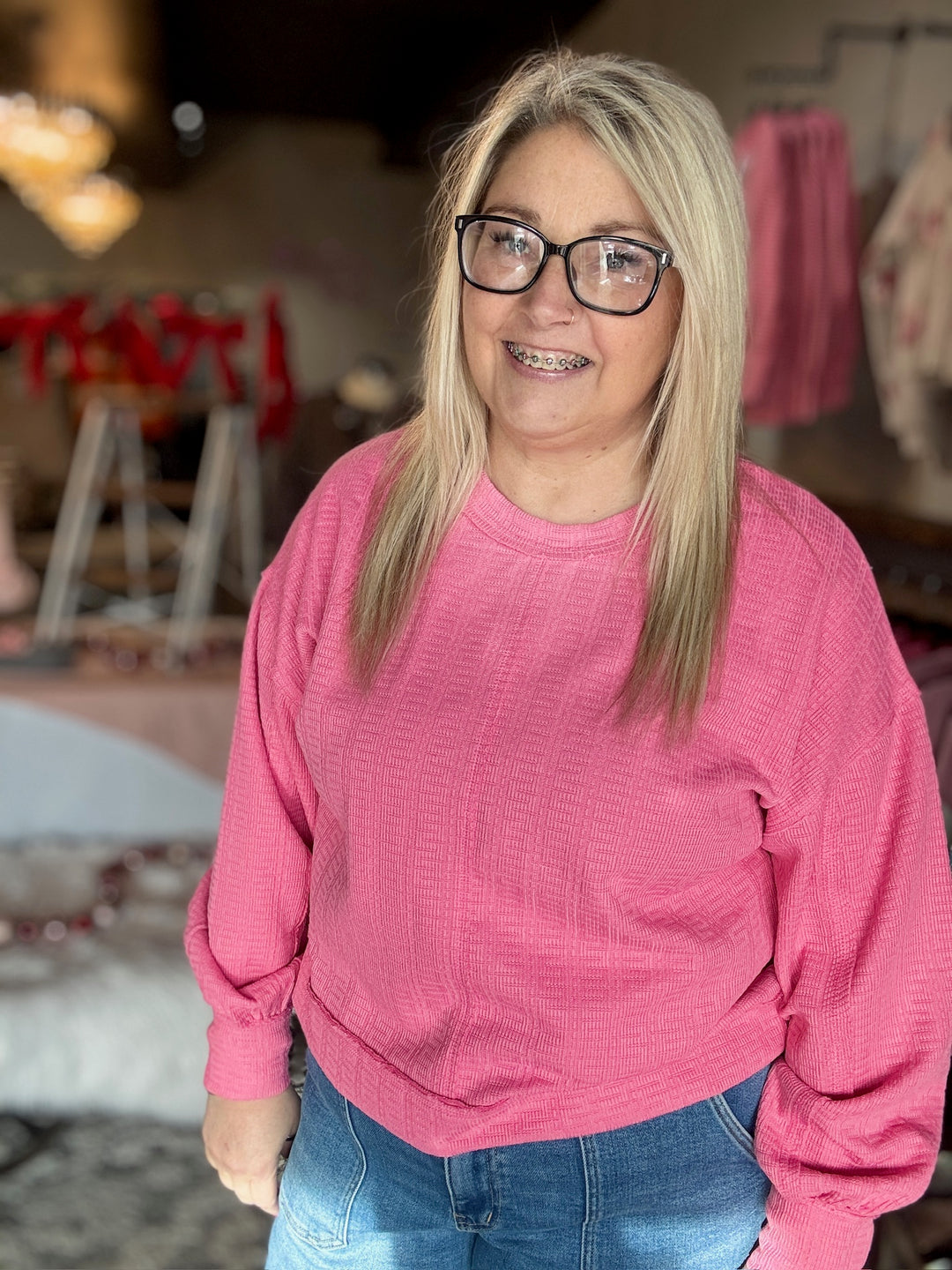 Textured Oversized Knit Top