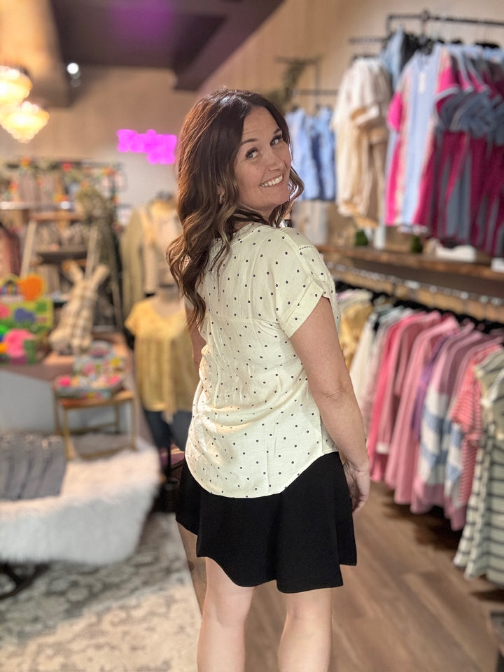 Floral Polka Dot Short Sleeve Top