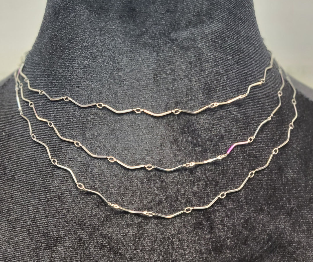 3  Layer Silver Necklace and Earrings