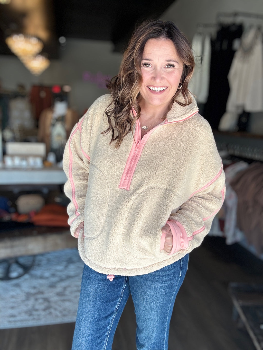 Beige Sherpa Sweatshirt
