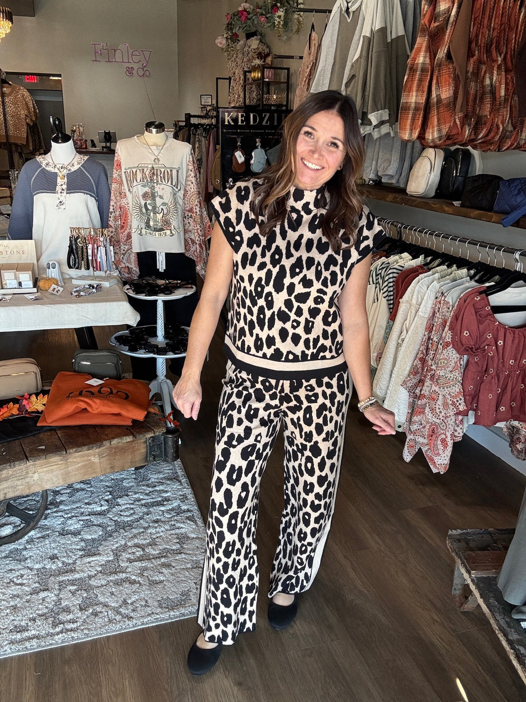 Leopard Print Knit Pants