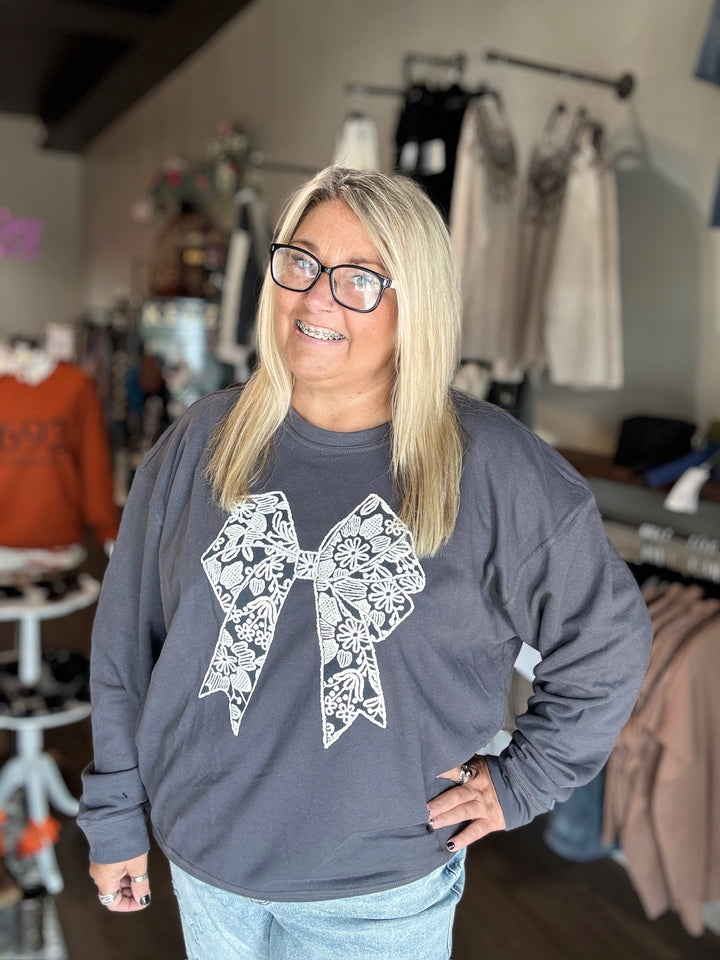 Textured Bow Sweatshirt