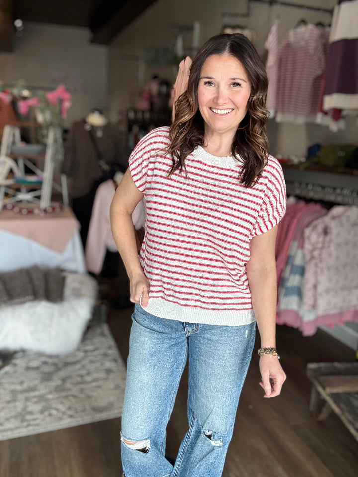 Sweetheart Striped Sweater Top