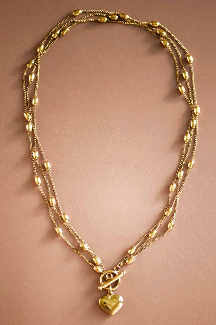 18K Gold Plated Waterproof Stainless Steel Chain Necklace - 6989