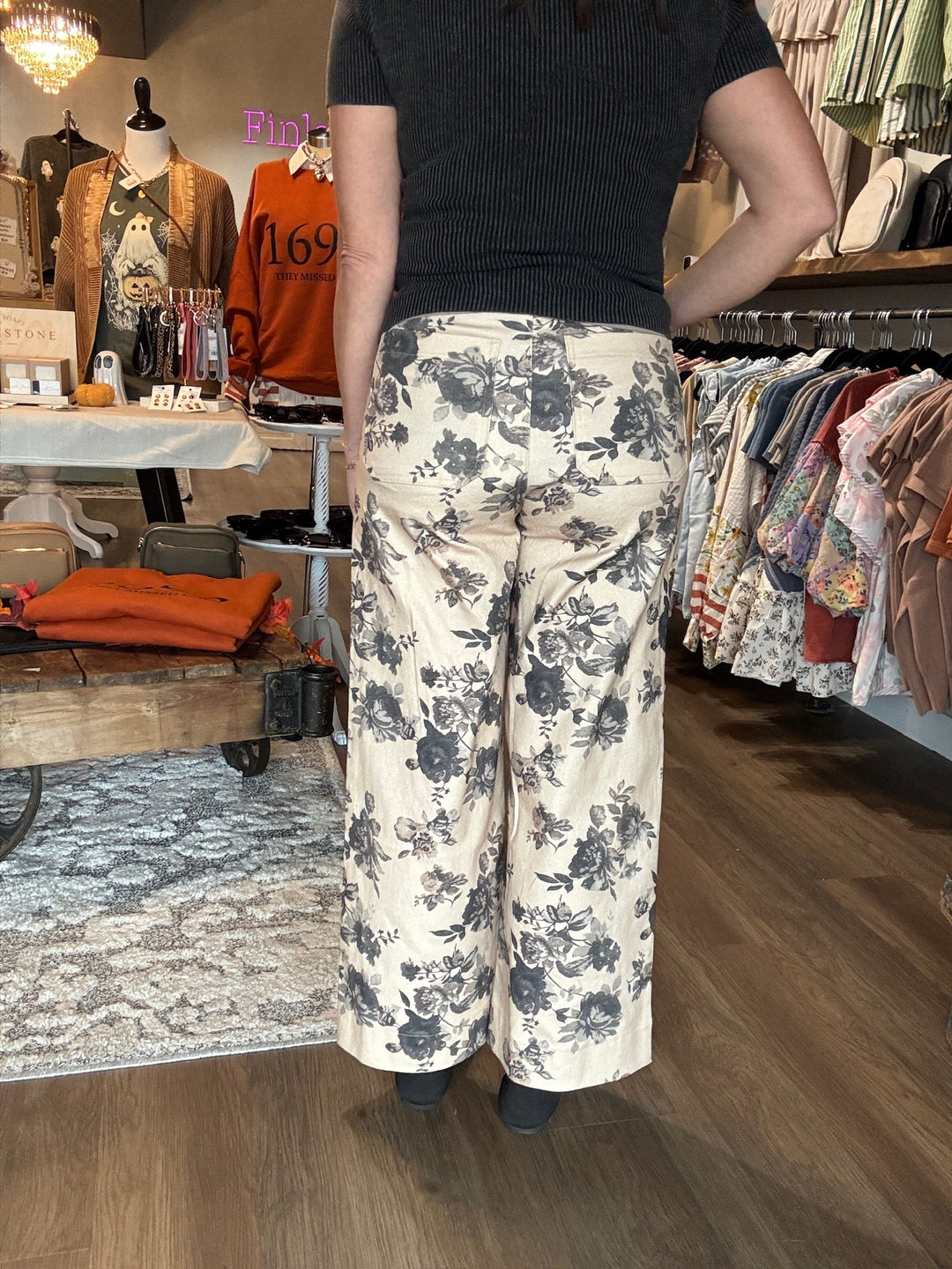 Fall Floral Wide Leg Pants