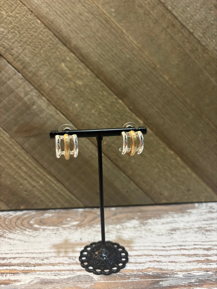 Triple Hoop Stud Earring