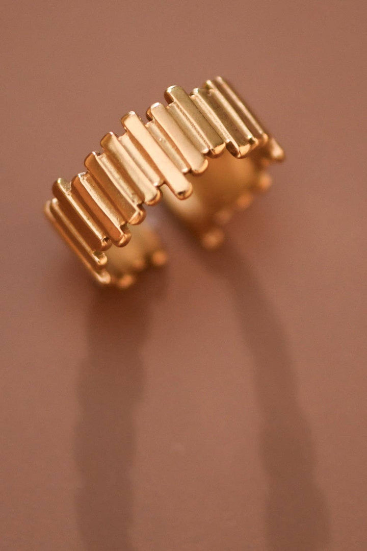 18K Gold Plated Waterproof Stainless Steel Ring - 7869