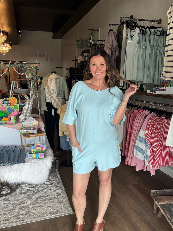 Sky Blue Oversized Romper