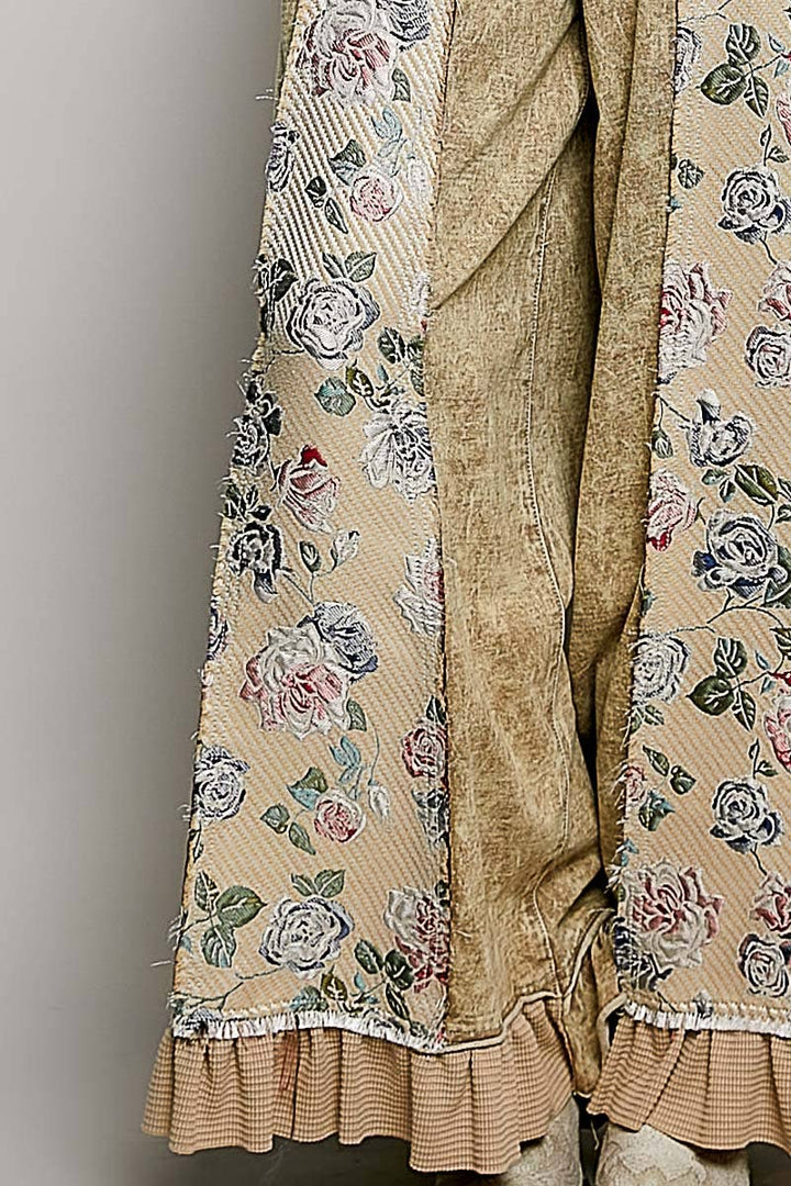 French Terry Ruffle Hem Straight-Leg pants