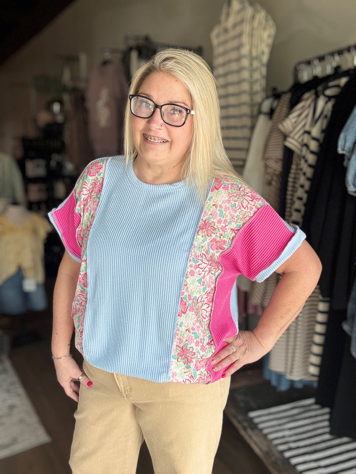 Spring Patchwork Floral Tee