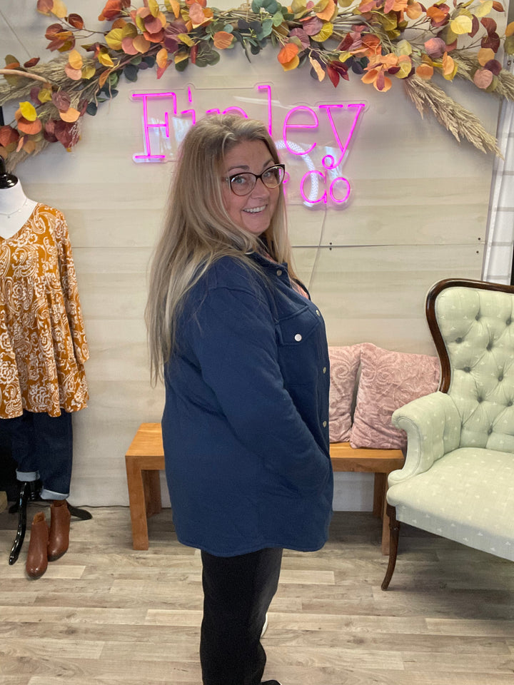 Navy Button Up Shacket