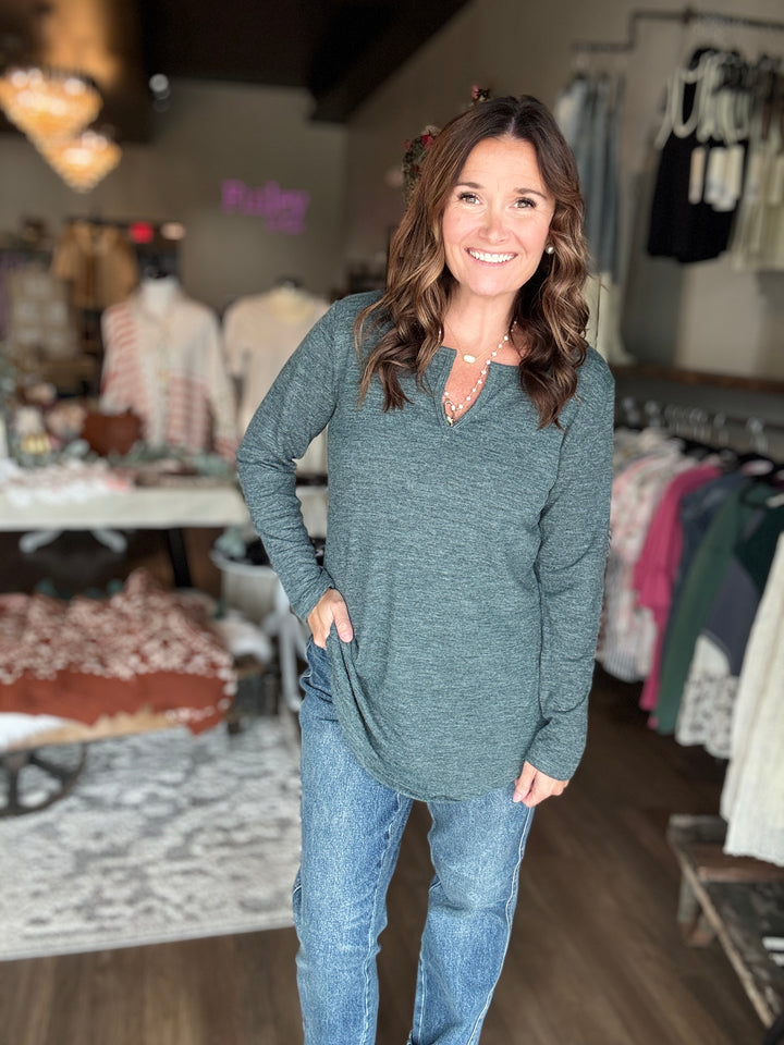 Fall Split Neck Tee