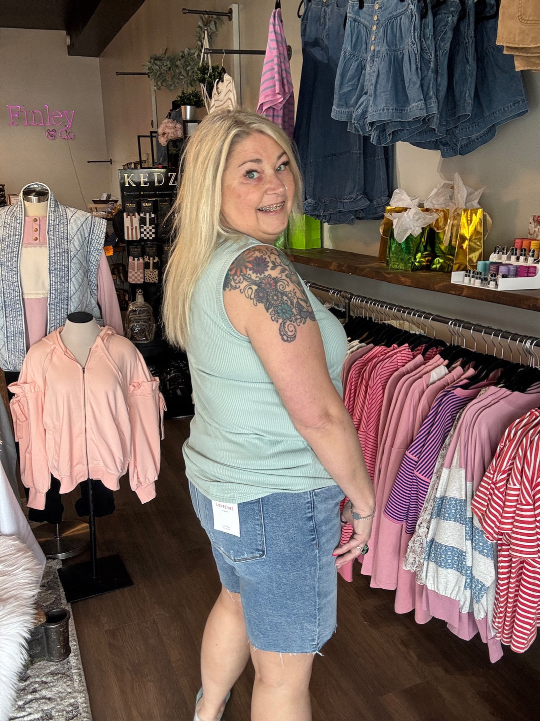 Lovervet High Rise Bermuda Denim Shorts