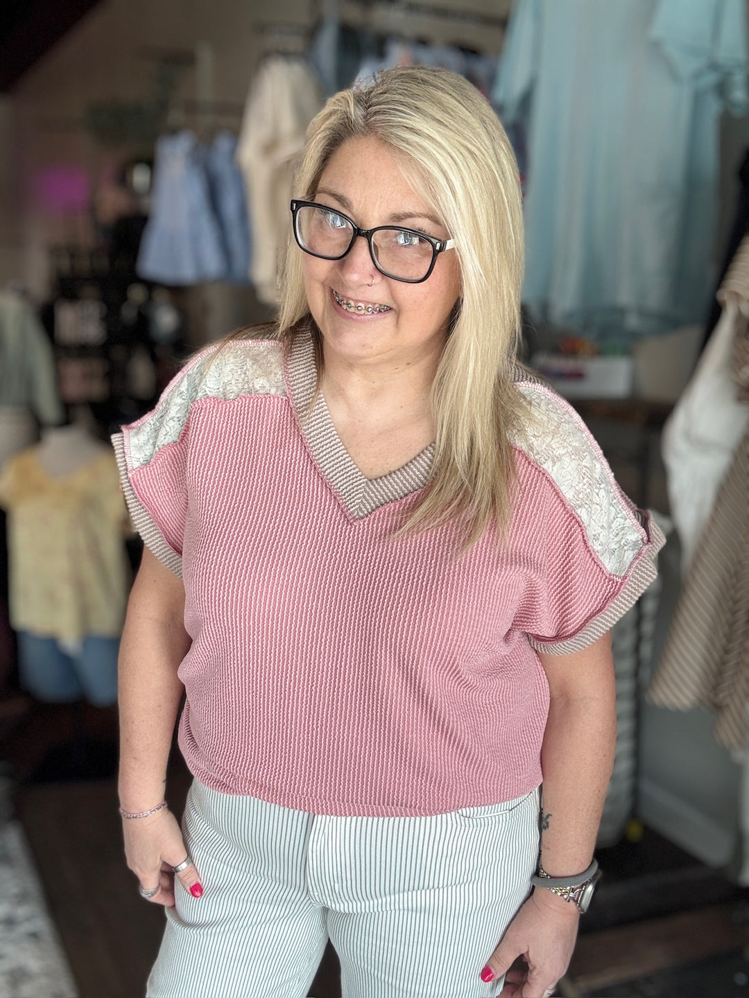 Spring Lace Contrast Tee