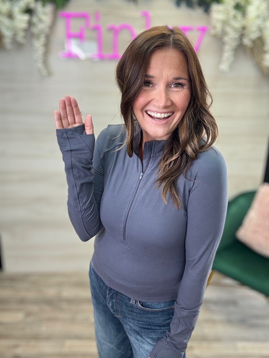 Half Zip Crop Long Sleeve
