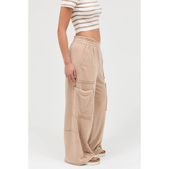 Mineral Wash Wide Leg Cargo Pants