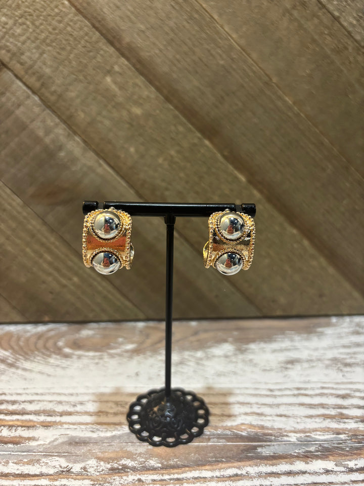 Gold Hoop Silver Stud Earring