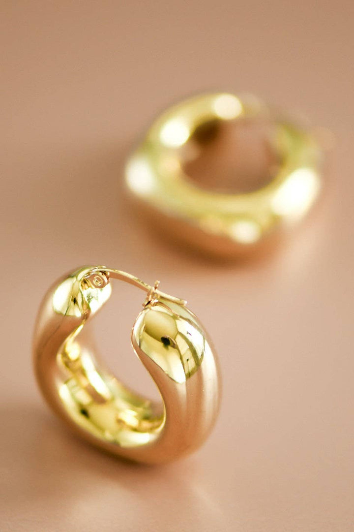 18K Gold Plated Waterproof Stainless Steel Hoop Earrings - 7367