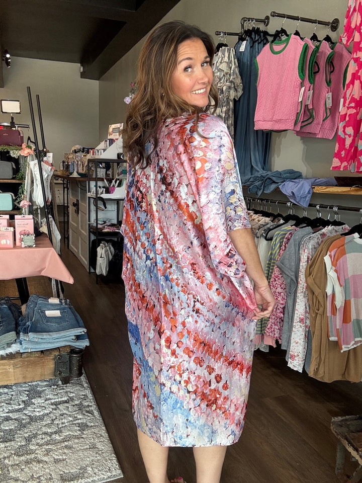 Silky Abstract Kimono