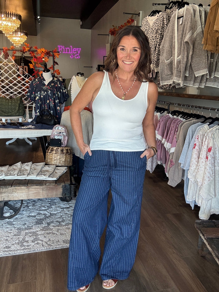Fall Fling Wide Leg Pinstripe Pants