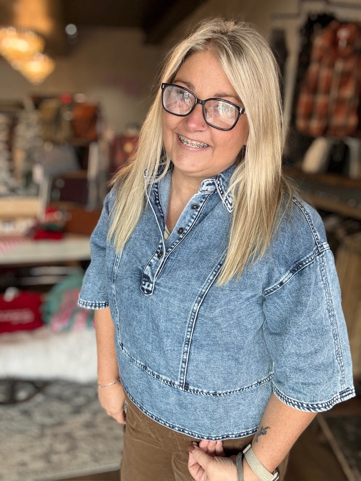 Denim Button Down Top