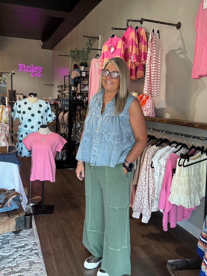 French Terry Wide Leg Pants