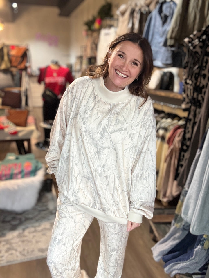 Camo Mock Neck Sweatshirt