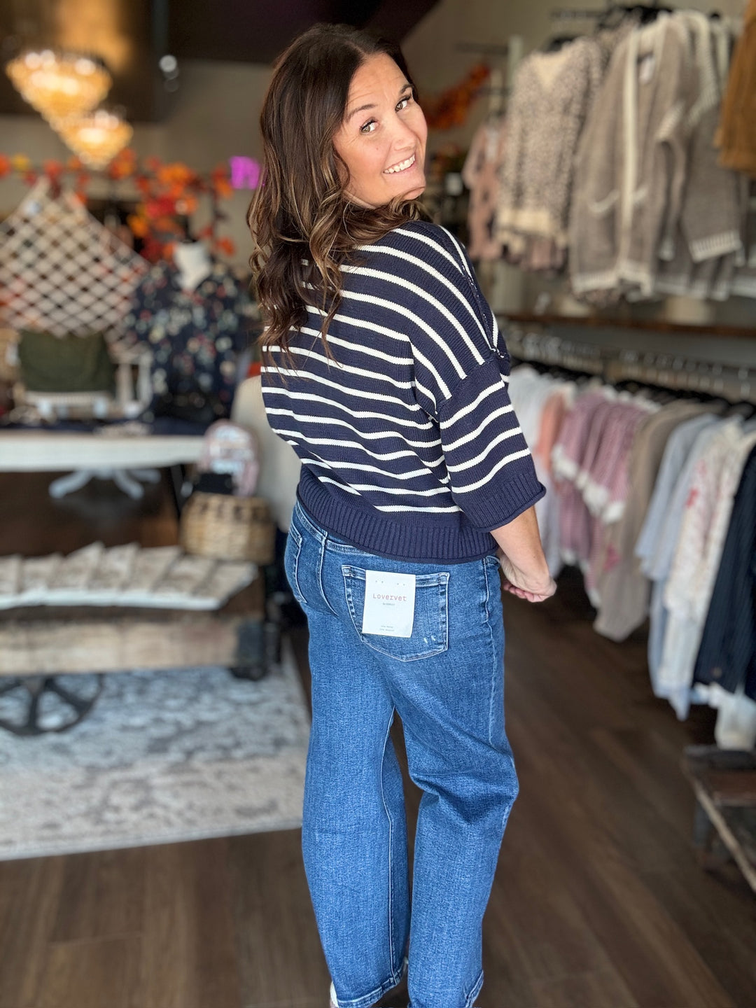 Autumn Navy Striped Sweater Top