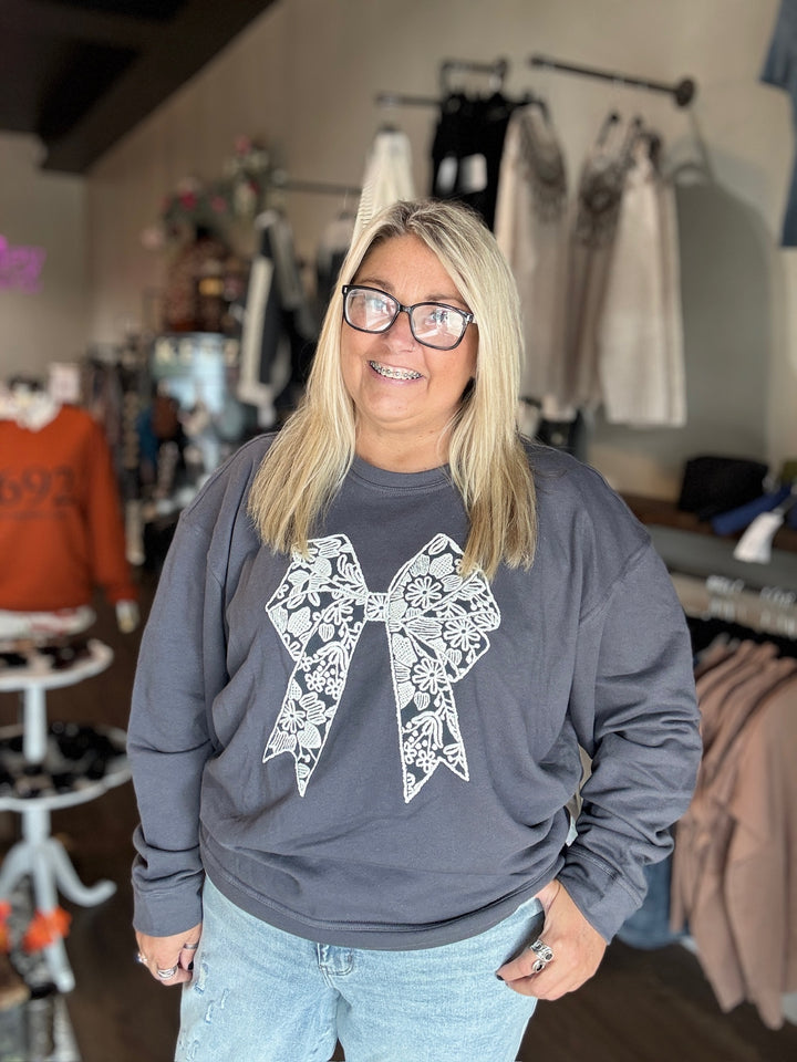 Textured Bow Sweatshirt