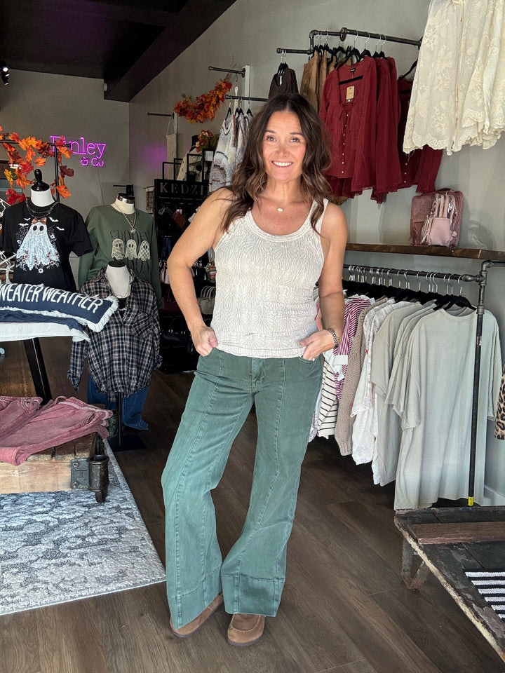 Fall Green Wide Leg Pants