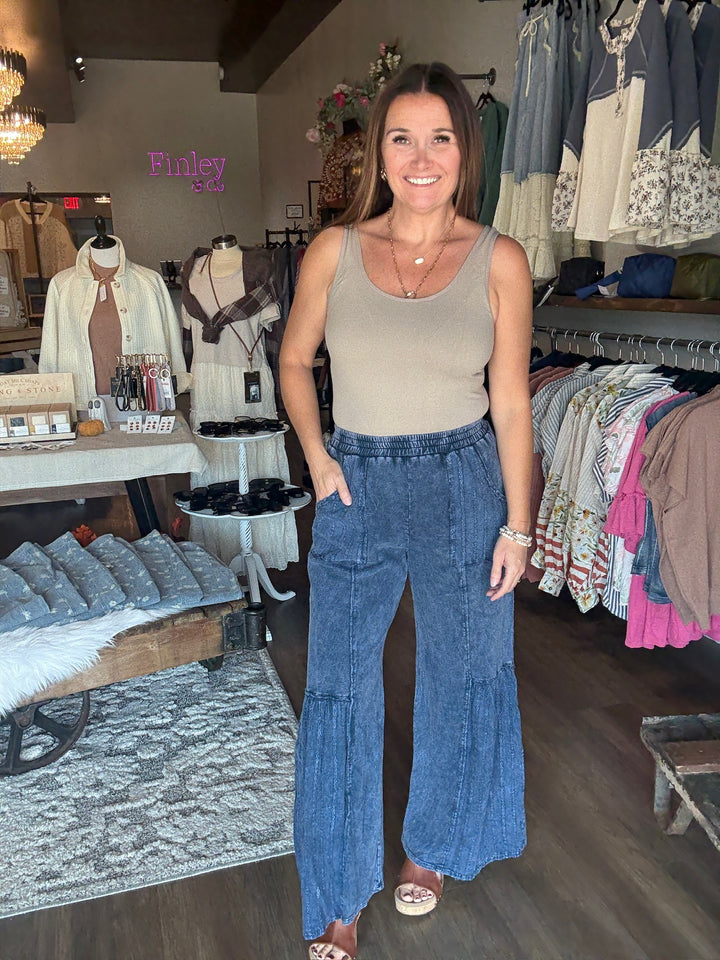 Navy Wide Leg Lounge Pant