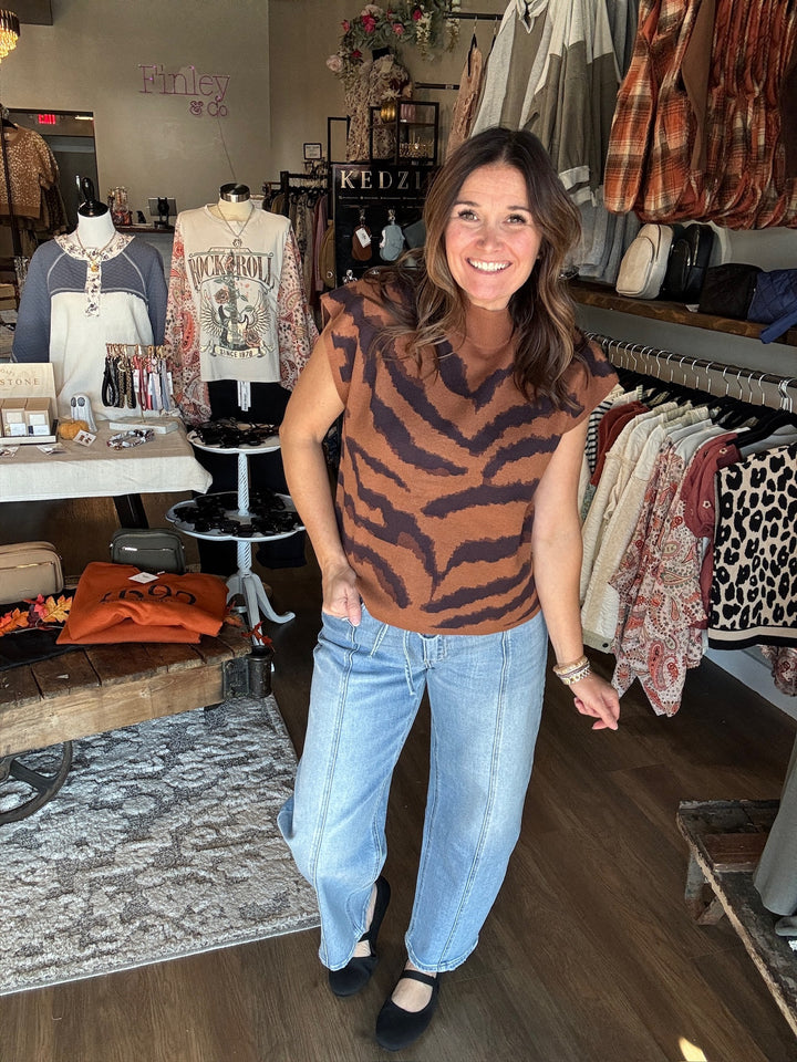 Tiger Stripe Knit Sweater Top